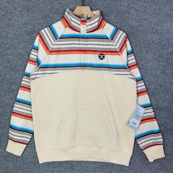 NEW Hooey "The‎ Prime 1/4 Zip" Cream / Serape Pullover Women's SZ M Hoodie - Picture 1 of 10